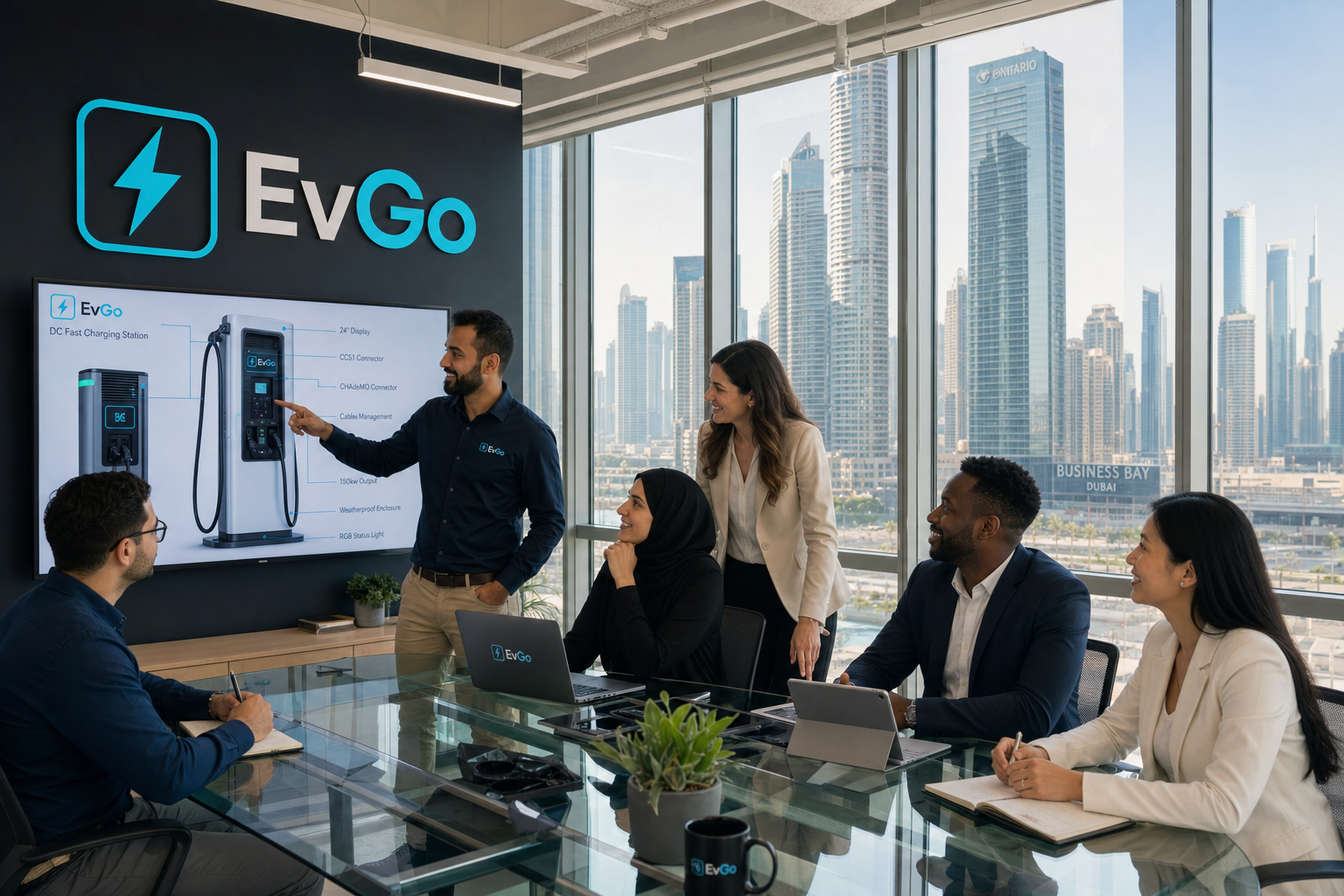 EvGo UAE team at Business Bay Dubai office